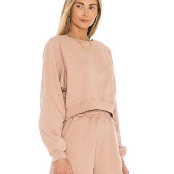 SIXTHREESEVEN Women's The Raglan Crewneck Sweatshirt in Nude Pink Size XXS (9-2) - Picture 1 of 5